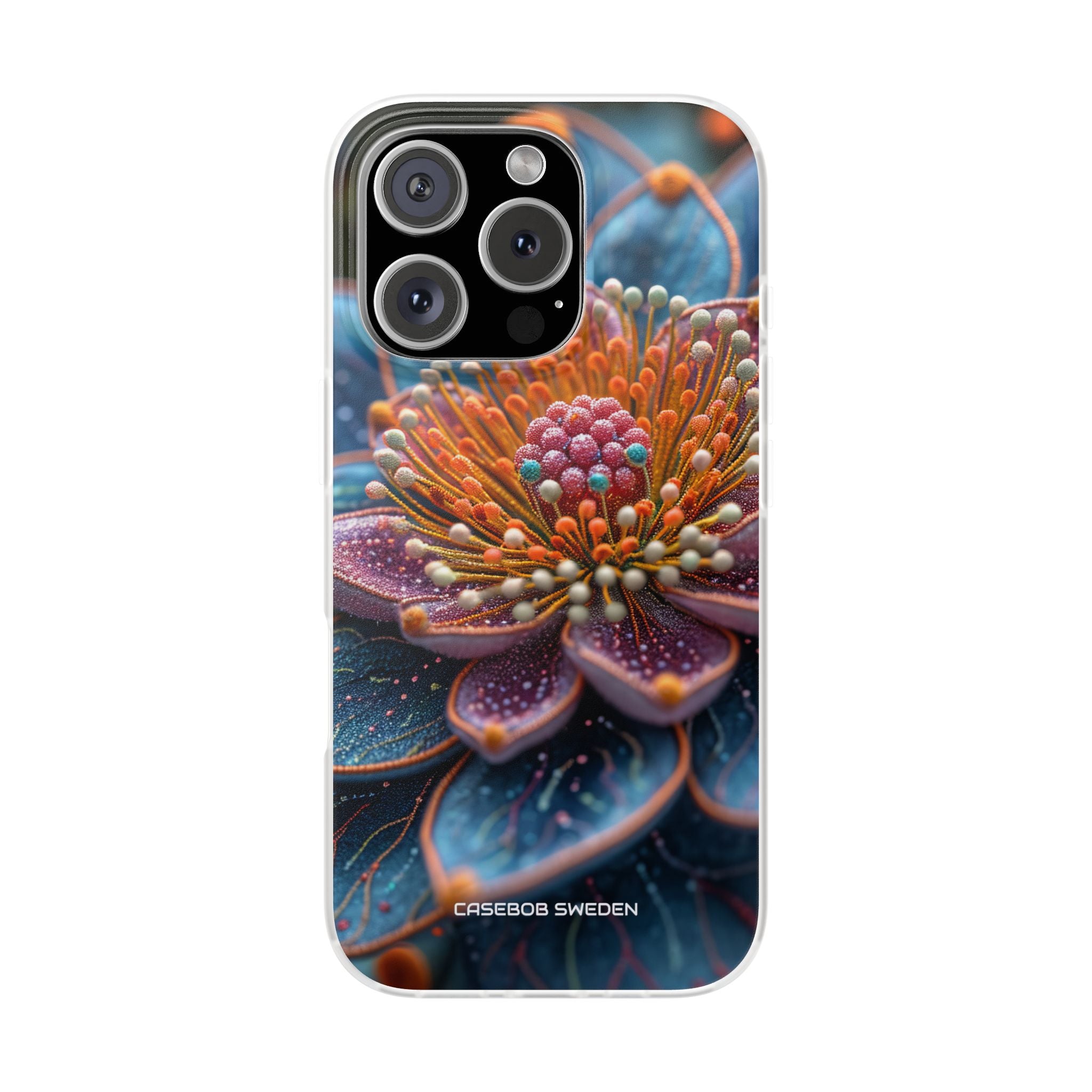 Blue-Orange Floral Swirl - Flexi iPhone 16 Phone Case