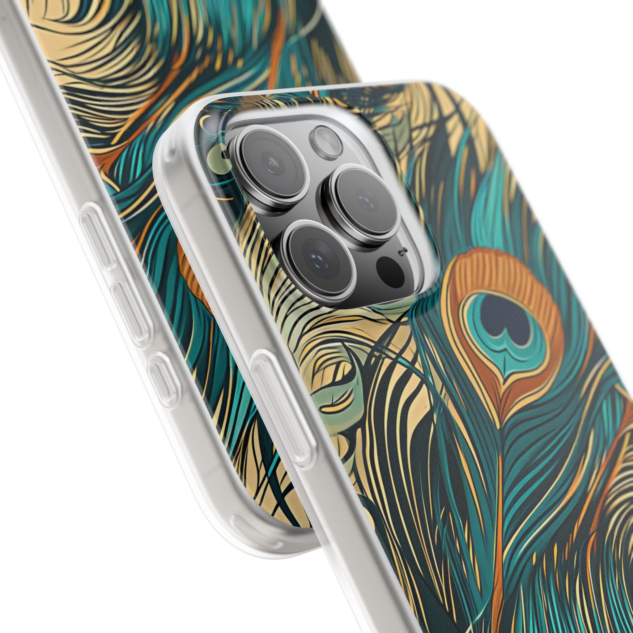 Jugendstil Pfau Eleganz iPhone 16 - Flexi Handyhülle