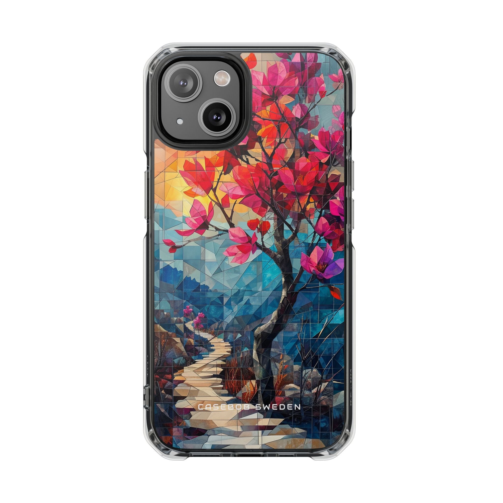 Vibrant Geometric Tree Landscape iPhone 14 - Clear Impact Phone Case