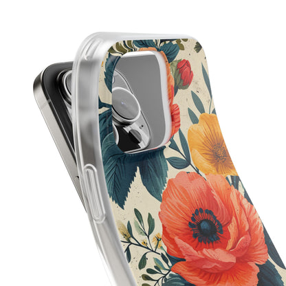 Vibrant Botanical Poppies - Flexi iPhone 16 Phone Case