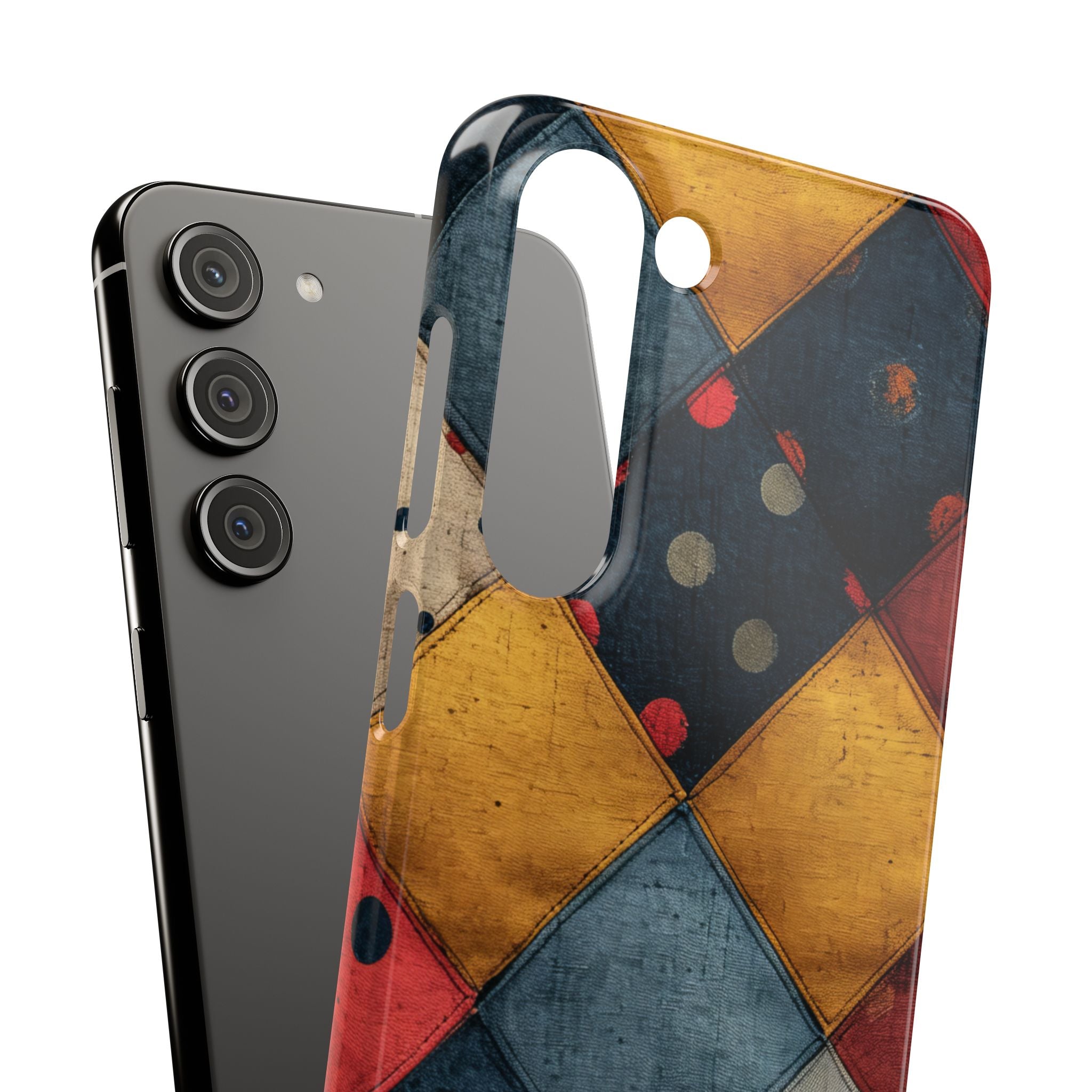 Blue Red Patchwork - Slim Samsung S23 Phone Case