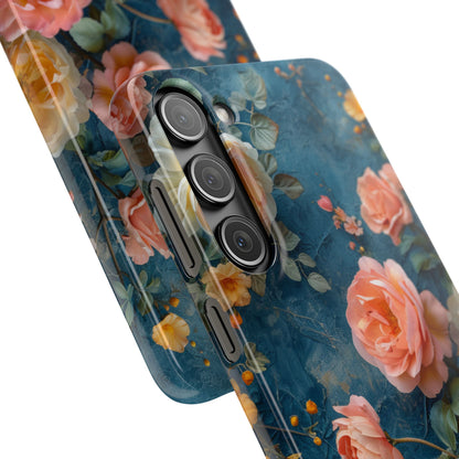 Blue Floral Elegance - Slim Samsung S23 Phone Case