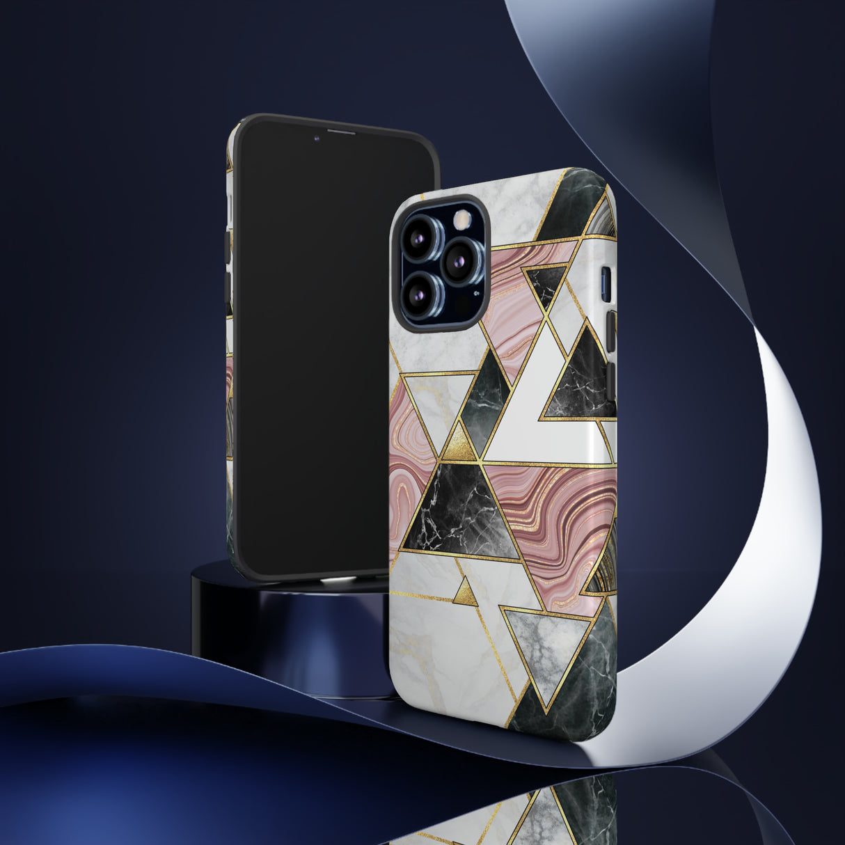 White Pink Mosaic - Protective Phone Case