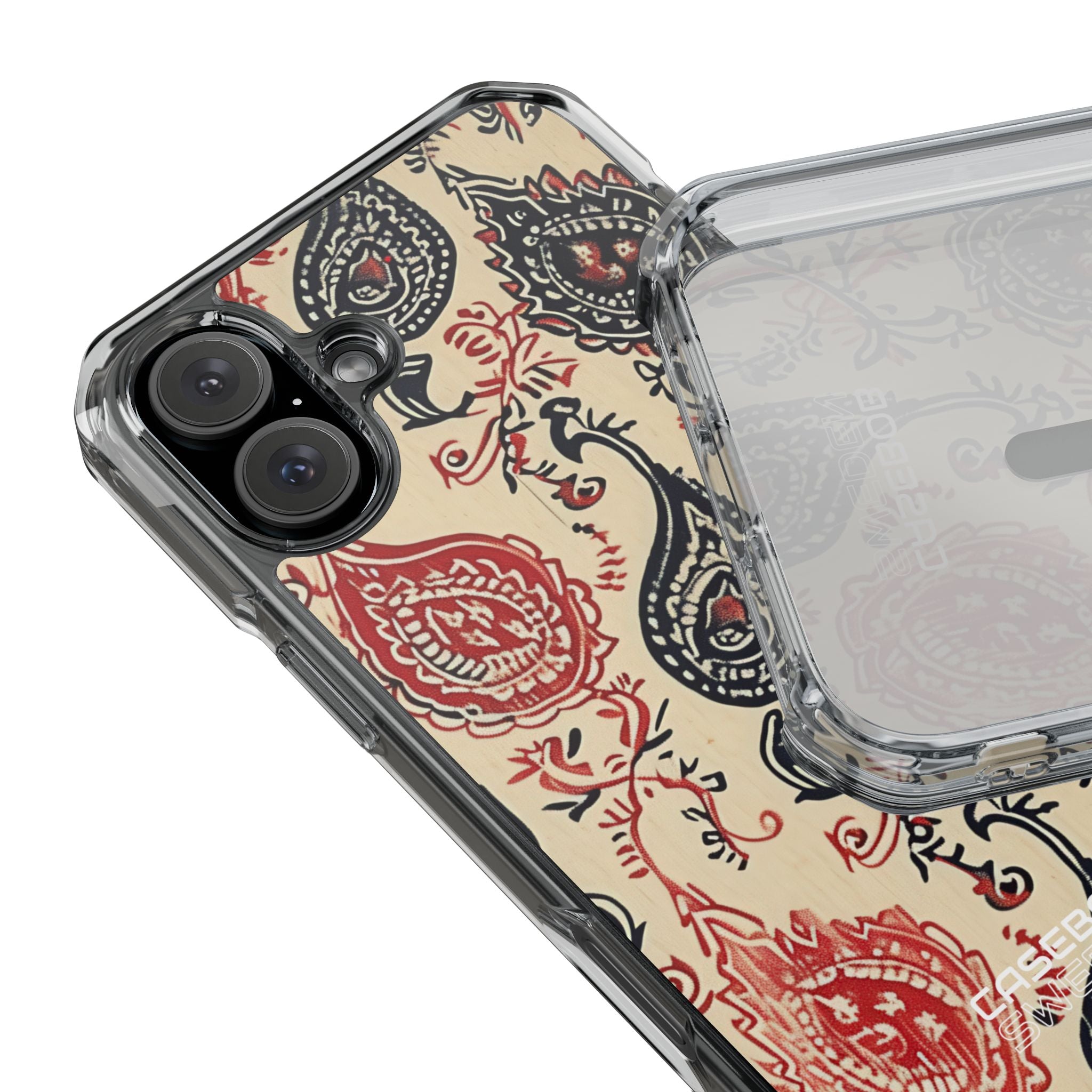Navy Paisley Swirl iPhone 16 - Impact Clear+