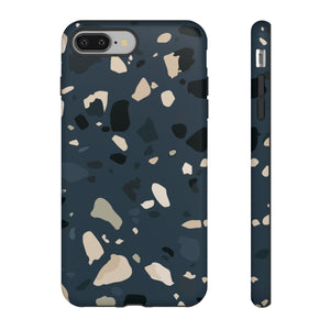 Dark Blue Terrazzo - Protective Phone Case