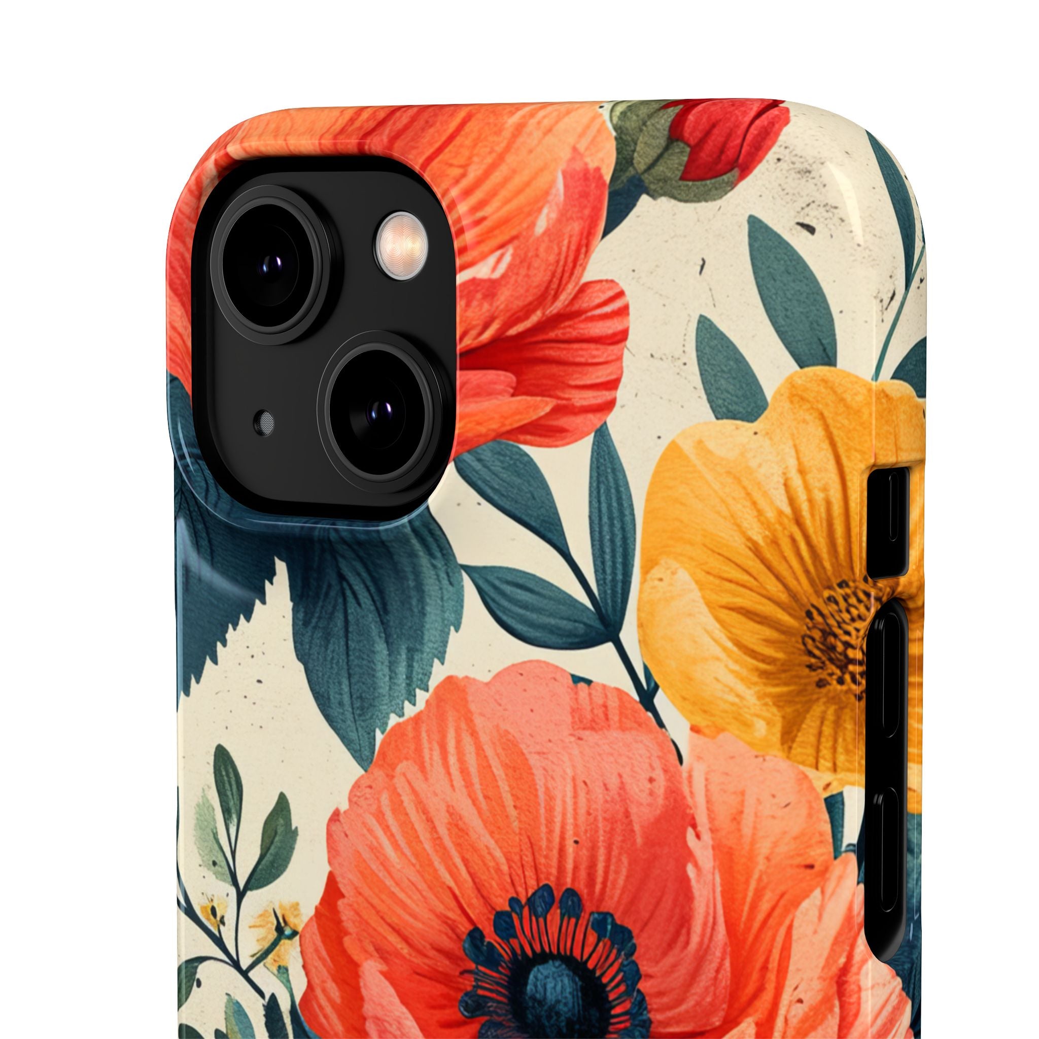 Vibrant Botanical Poppies - Slim iPhone 14 Phone Case