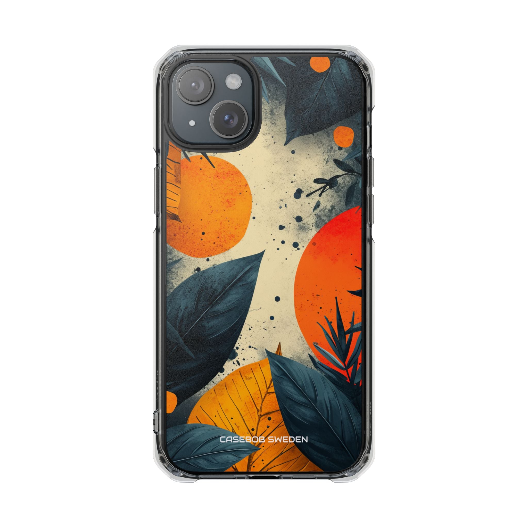 Tropical Blue Leaves - Clear Impact iPhone 15 Phone Case