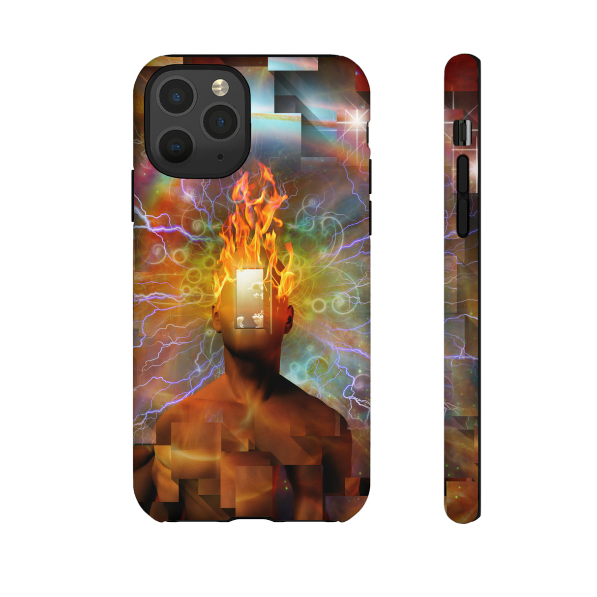 Man with burning mind - Protective Phone Case