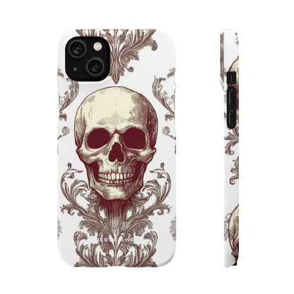 Gothic Skulls and Ornate Foliage iPhone 14 - Slim Phone Case