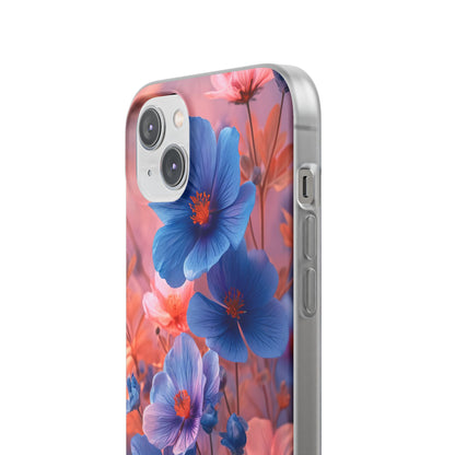 Blue Peach Blossoms - Flexi iPhone 14 Phone Case