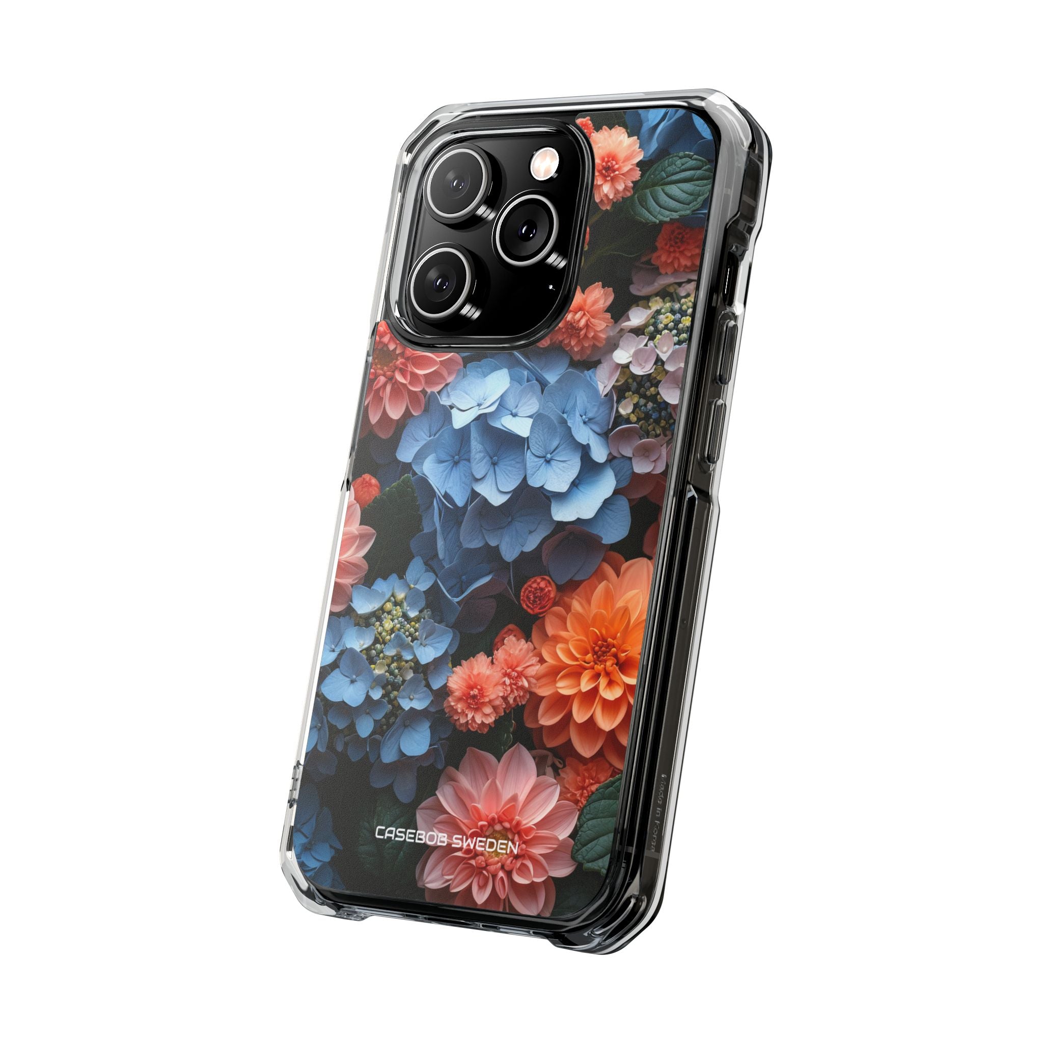 Blue Floral Bliss - Clear Impact iPhone 14 Phone Case