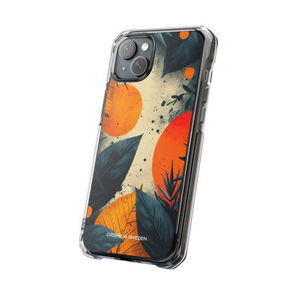 Tropical Blue Leaves - Clear Impact iPhone 15 Phone Case