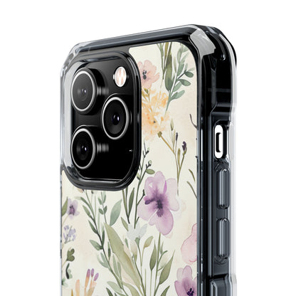 Soft Green Lavender Floral Pattern - Clear Impact iPhone 14 Phone Case