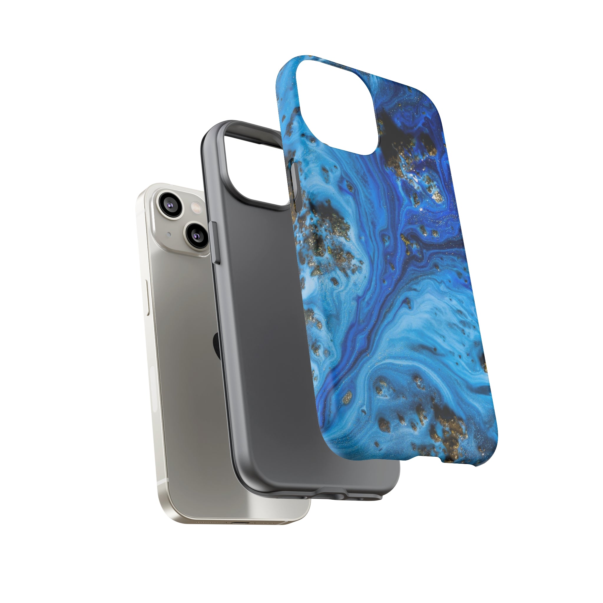 Blue Ice Melt Ink Art iPhone Case (Protective) Phone Case