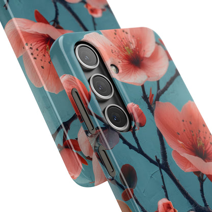 Teal Coral Blossom - Slim Samsung S24 Phone Case