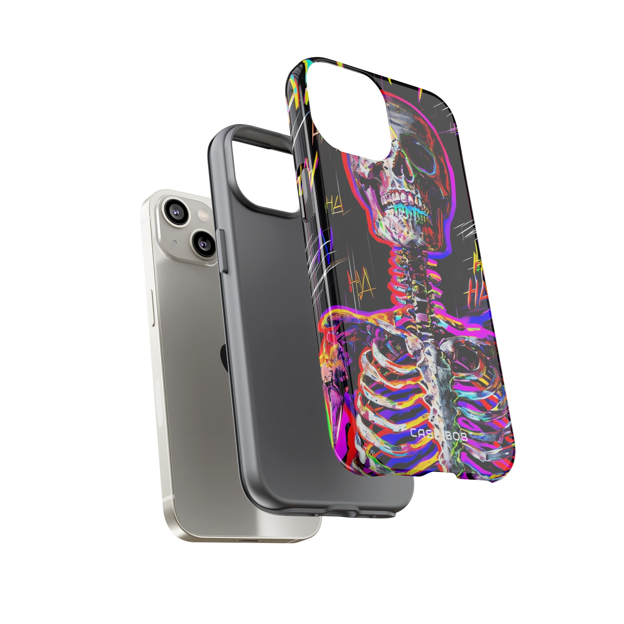 Neon Skeleton Laugh iPhone 14 Case - Tough