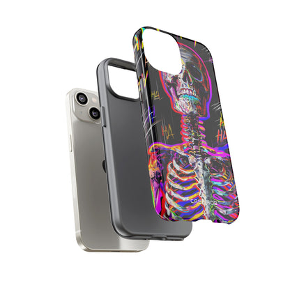 Neon Skeleton Laugh iPhone 14 Case - Tough