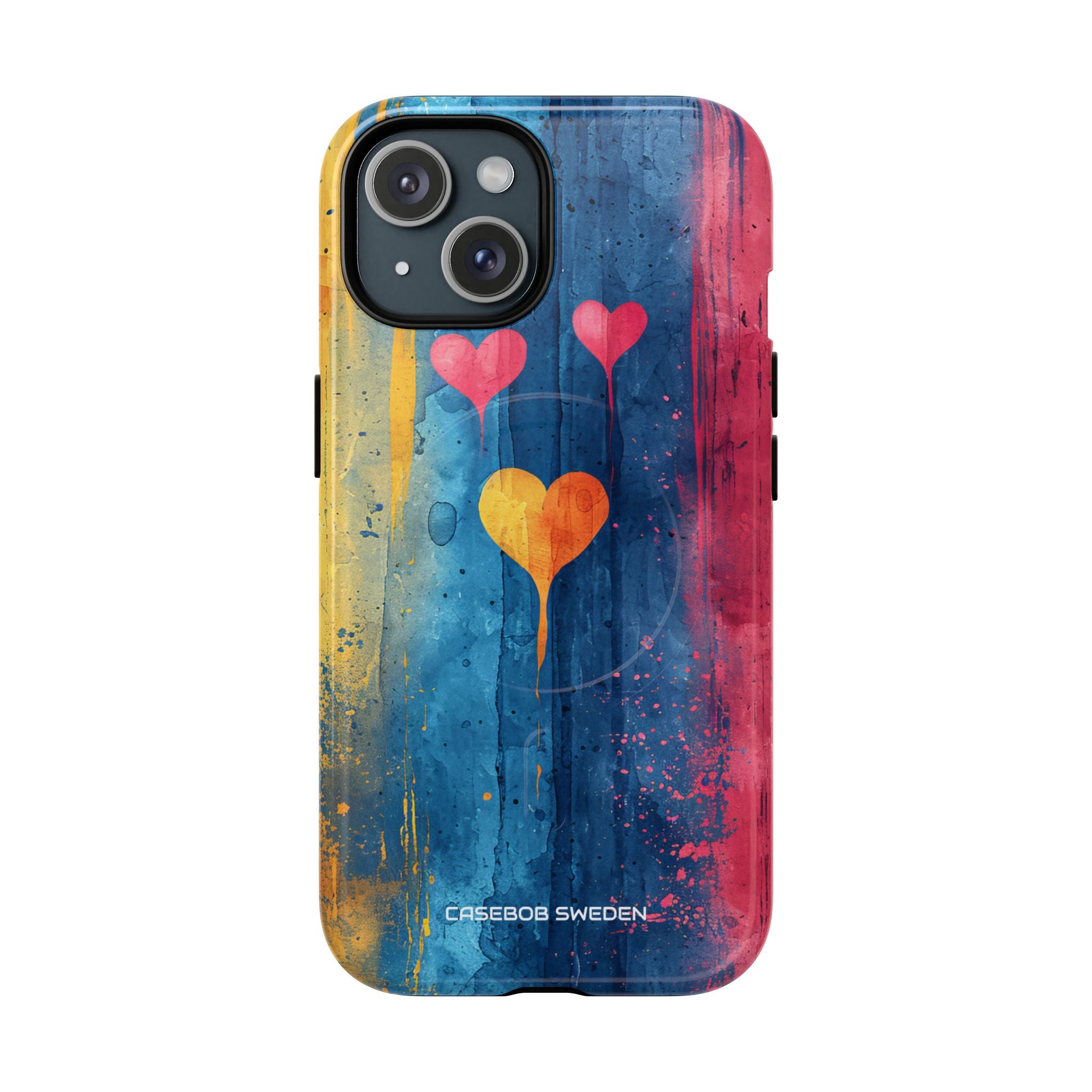 Hearts Watercolor Art - Tough + MagSafe® iPhone 15 Phone Case