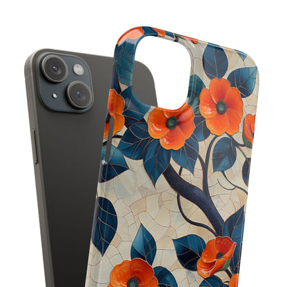 Orange Blossoms Mosaic Harmony iPhone 15 - Slim Phone Case