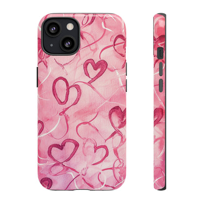 Intertwined Hearts & Cupid - Protective Phone Case