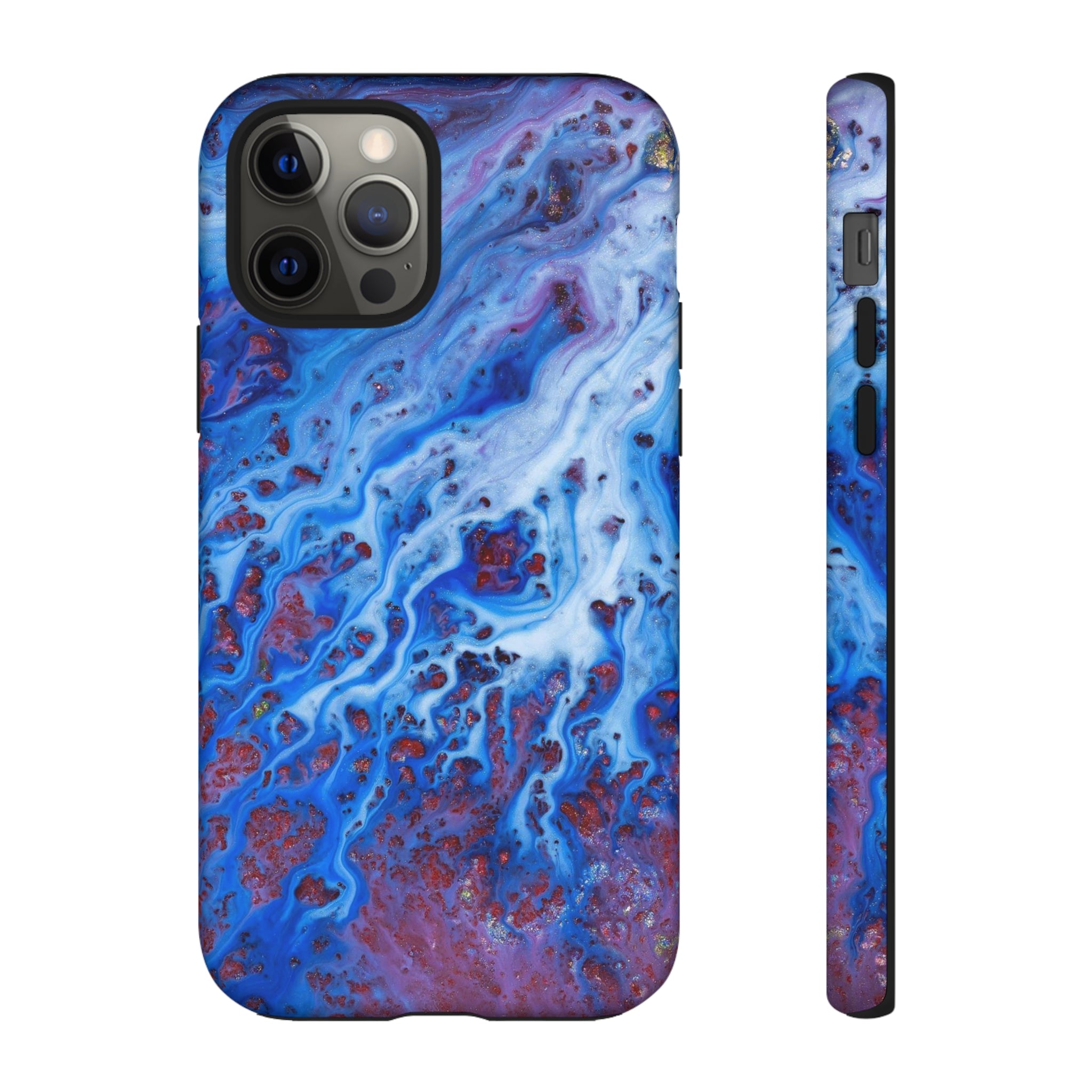 Ice Blue River Ink Art iPhone Case (Protective) iPhone 12 Pro Matte Phone Case