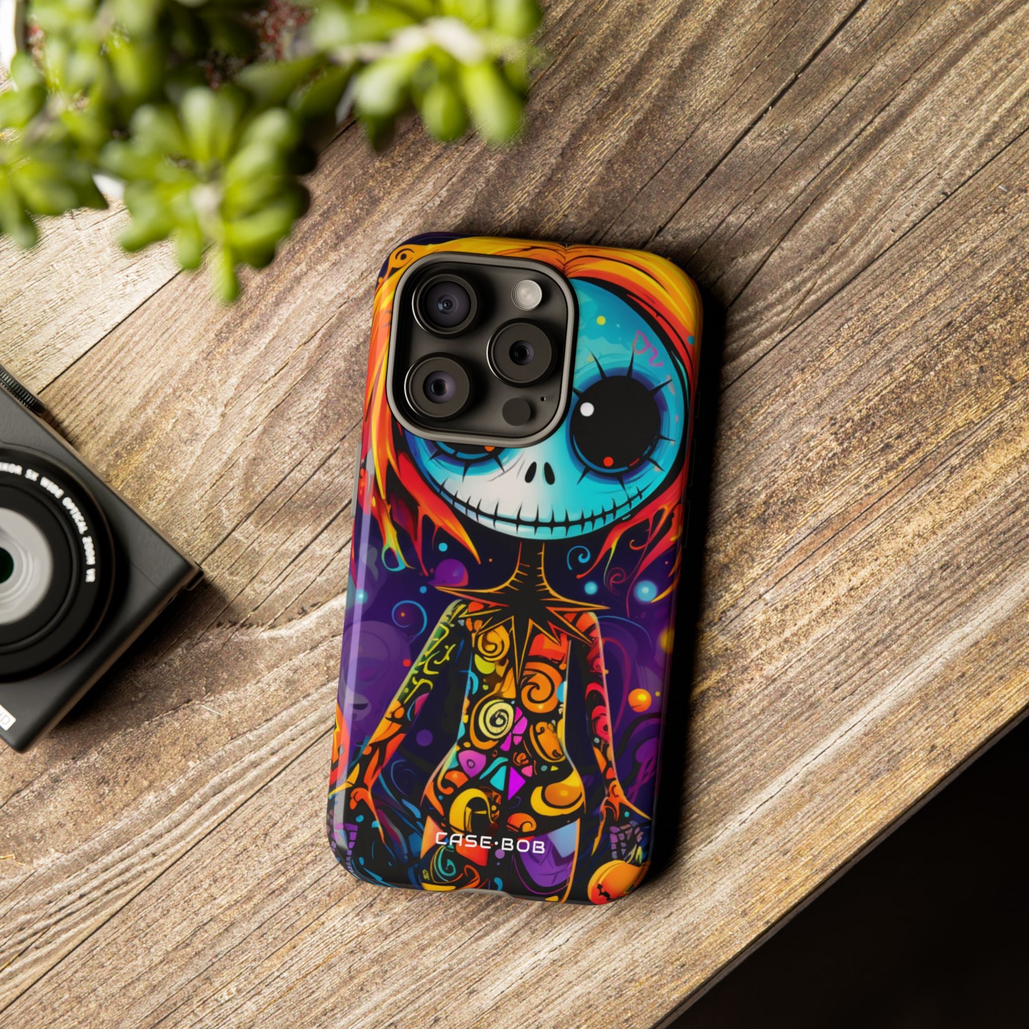 Blue Skull Swirl iPhone 15 Pro Case - Tough