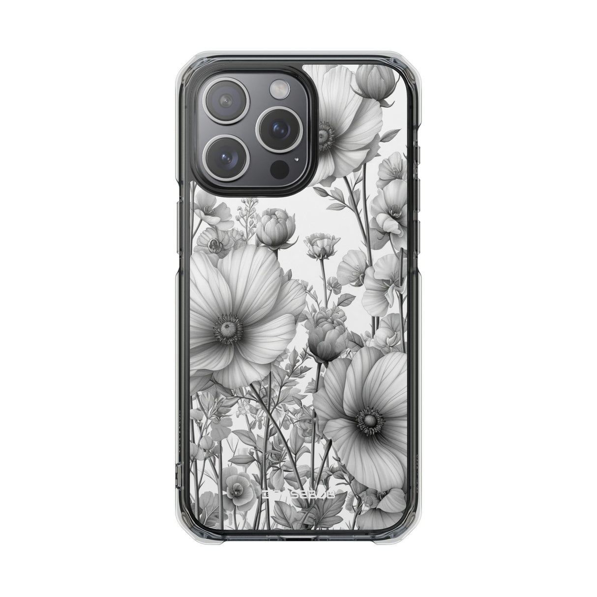 Monochrome Flora – Handyhülle für iPhone (Clear Impact – Magnetisch)