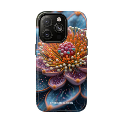 Blue-Orange Floral Swirl - Tough + MagSafe® iPhone 14 Phone Case