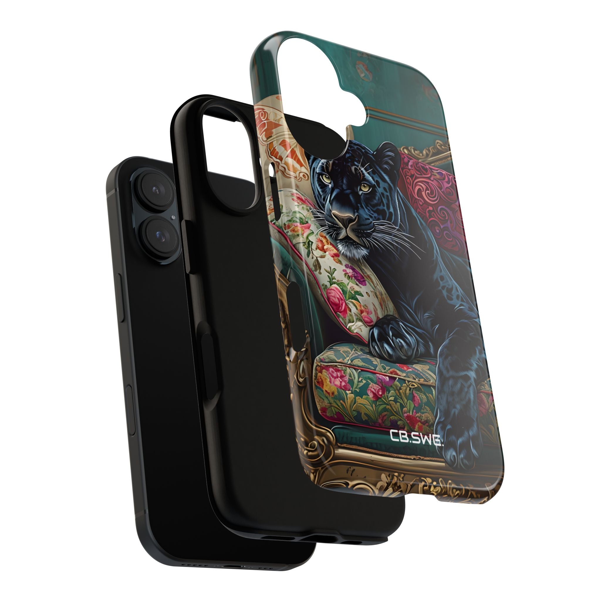Serene Black Panther Vintage Royal Living Room Art iPhone 16 - Tough