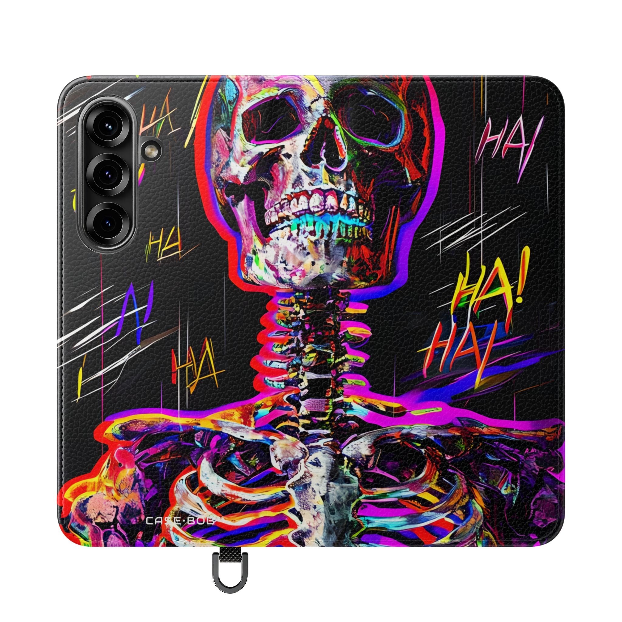 Neon Skeleton Laughter - Samsung S25 Case - Wallet
