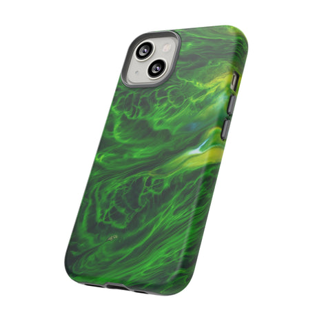 Neon Green Wave Ink Art iPhone Case (Protective) Phone Case