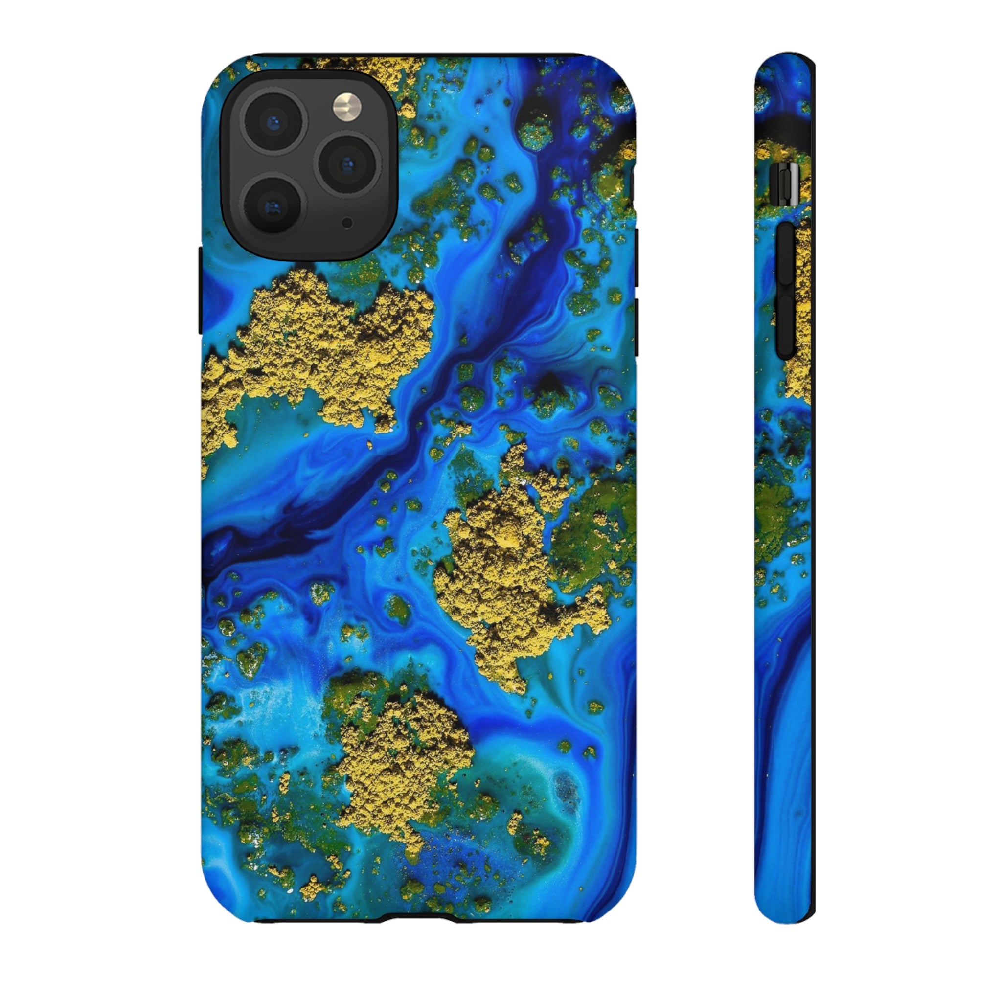 Blue Clear Ocean Ink Art iPhone Case (Protective) iPhone 11 Pro Max Matte Phone Case