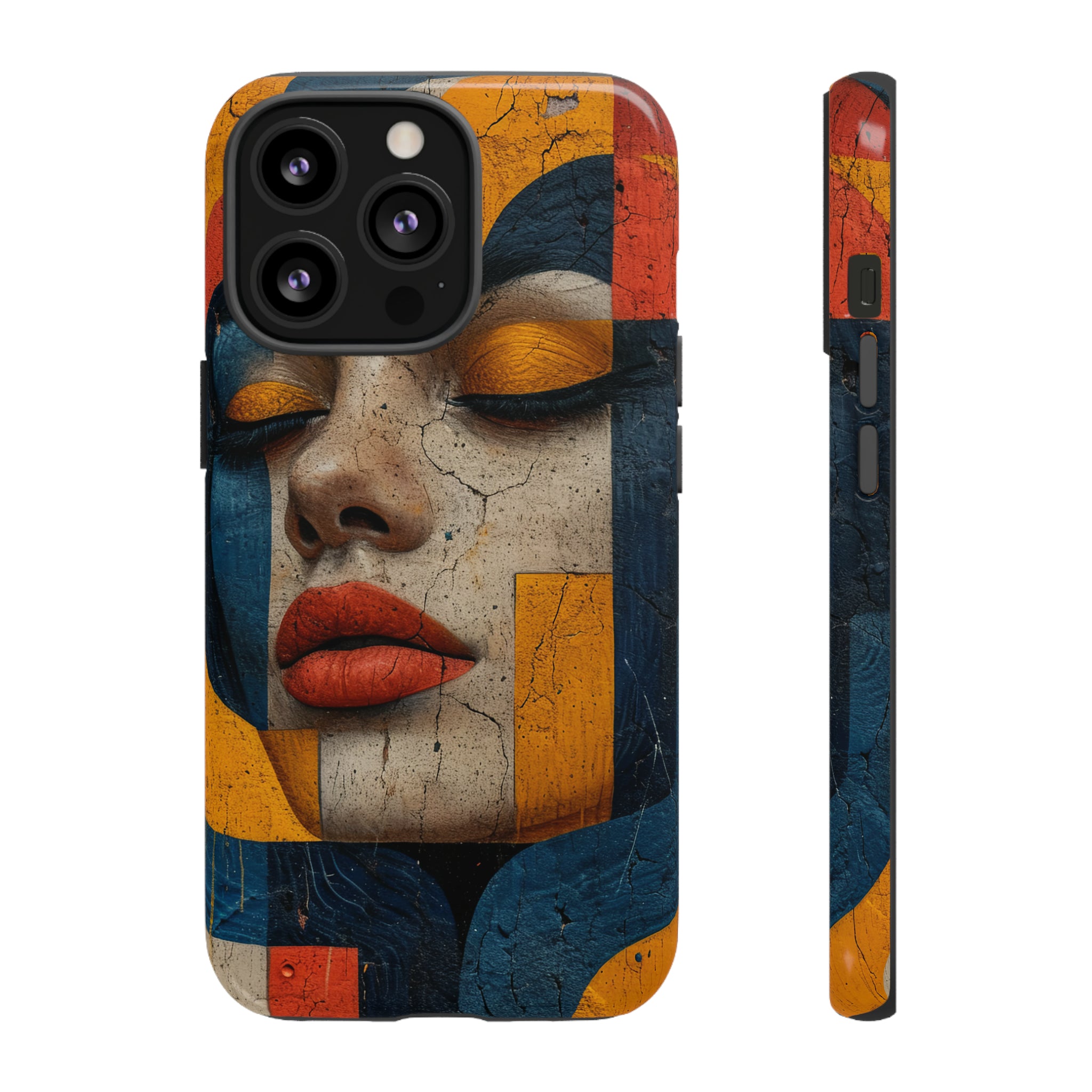 Blue Lady's Geometric Elegance - Protective Phone Case