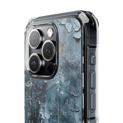 Weathered Blue Tapestry with Cracked Layers iPhone 15 - Clear Impact Phone Case