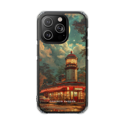 Vintage Moonlit Diner Fantasy iPhone 14 - Clear Impact Phone Case