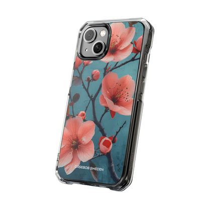 Teal Coral Blossom - Clear Impact iPhone 14 Phone Case