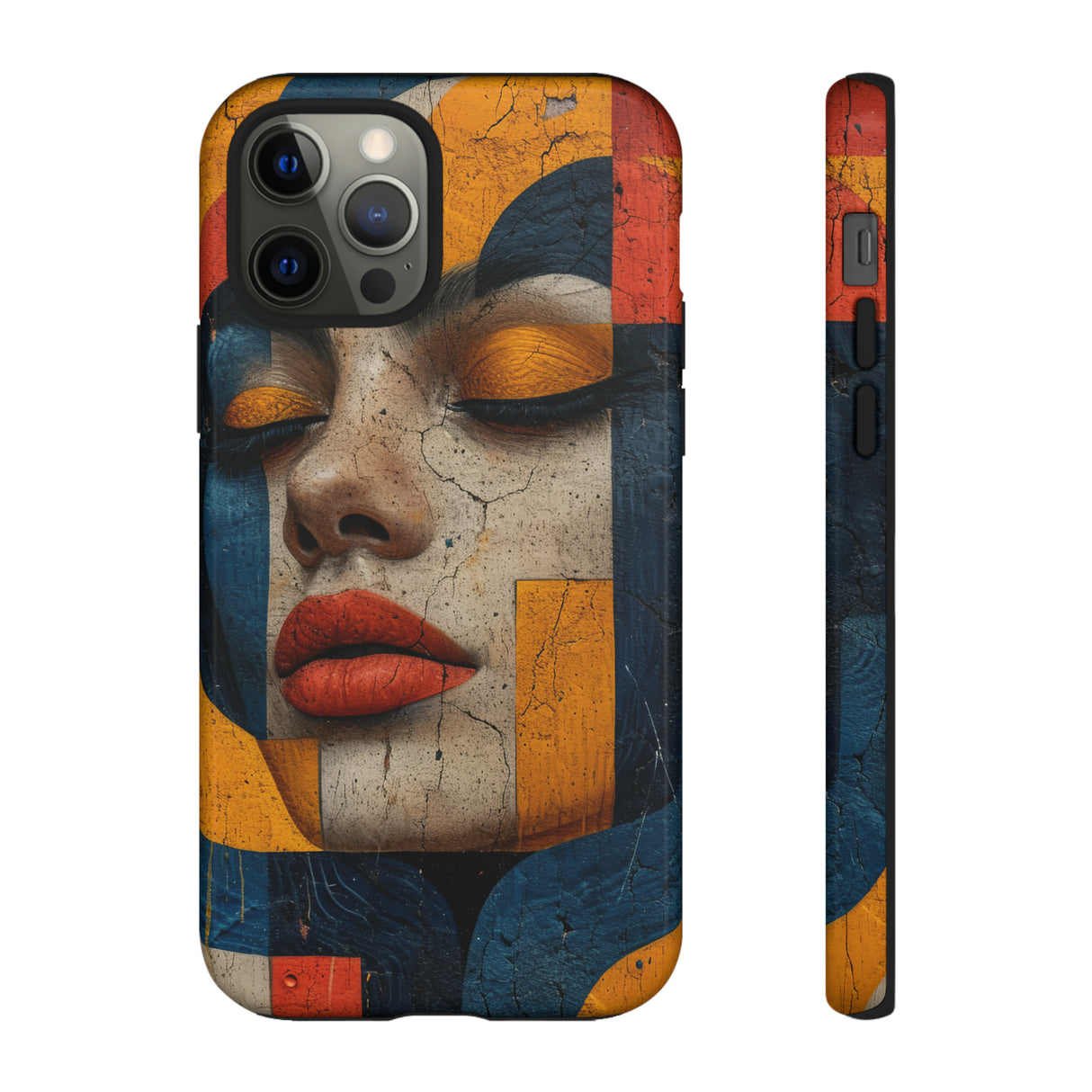 Blue Lady's Geometric Elegance - Protective Phone Case