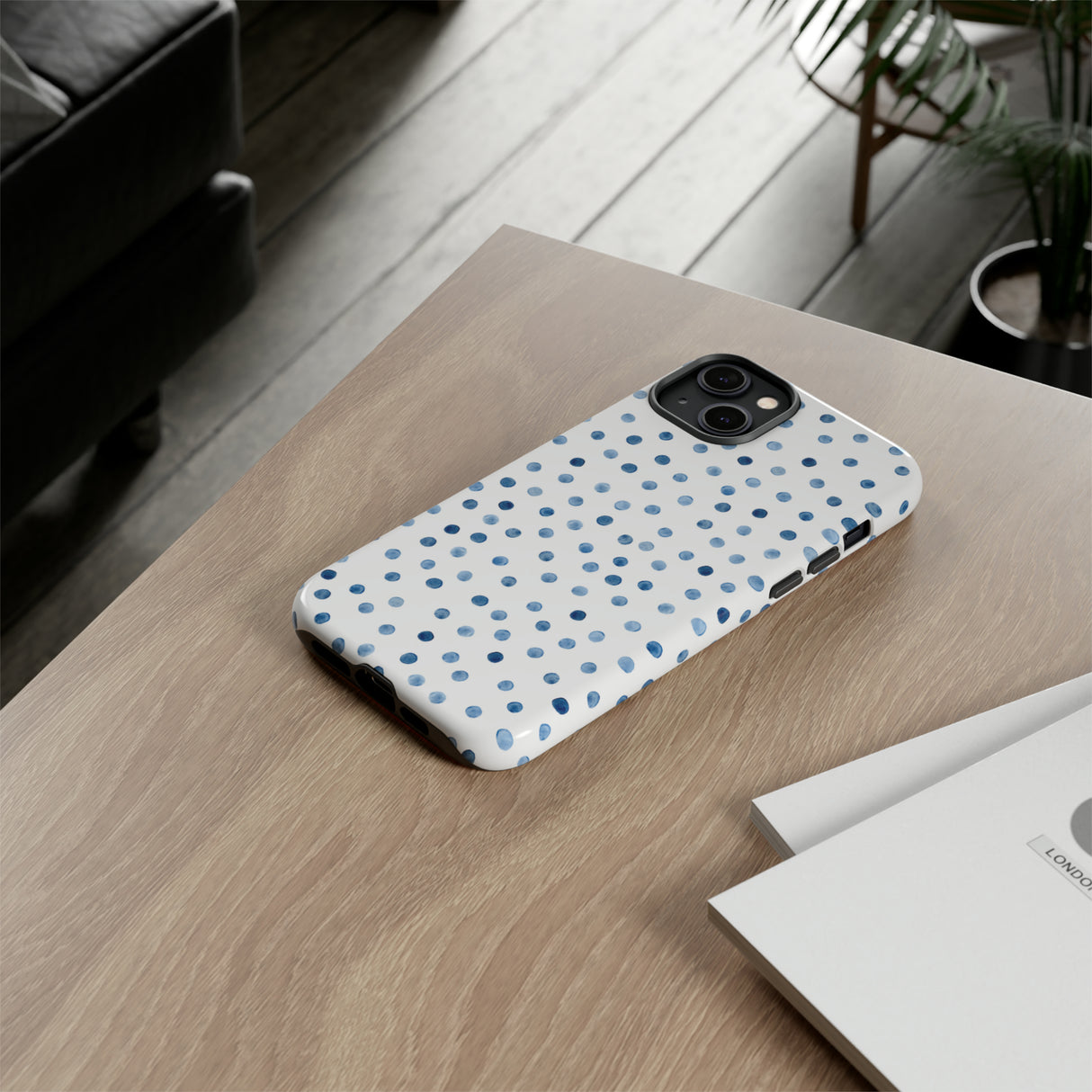 Blue Dots Pattern - Protective Phone Case