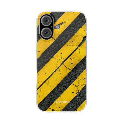 Yellow Stripe Distress iPhone 16 Case - Soft