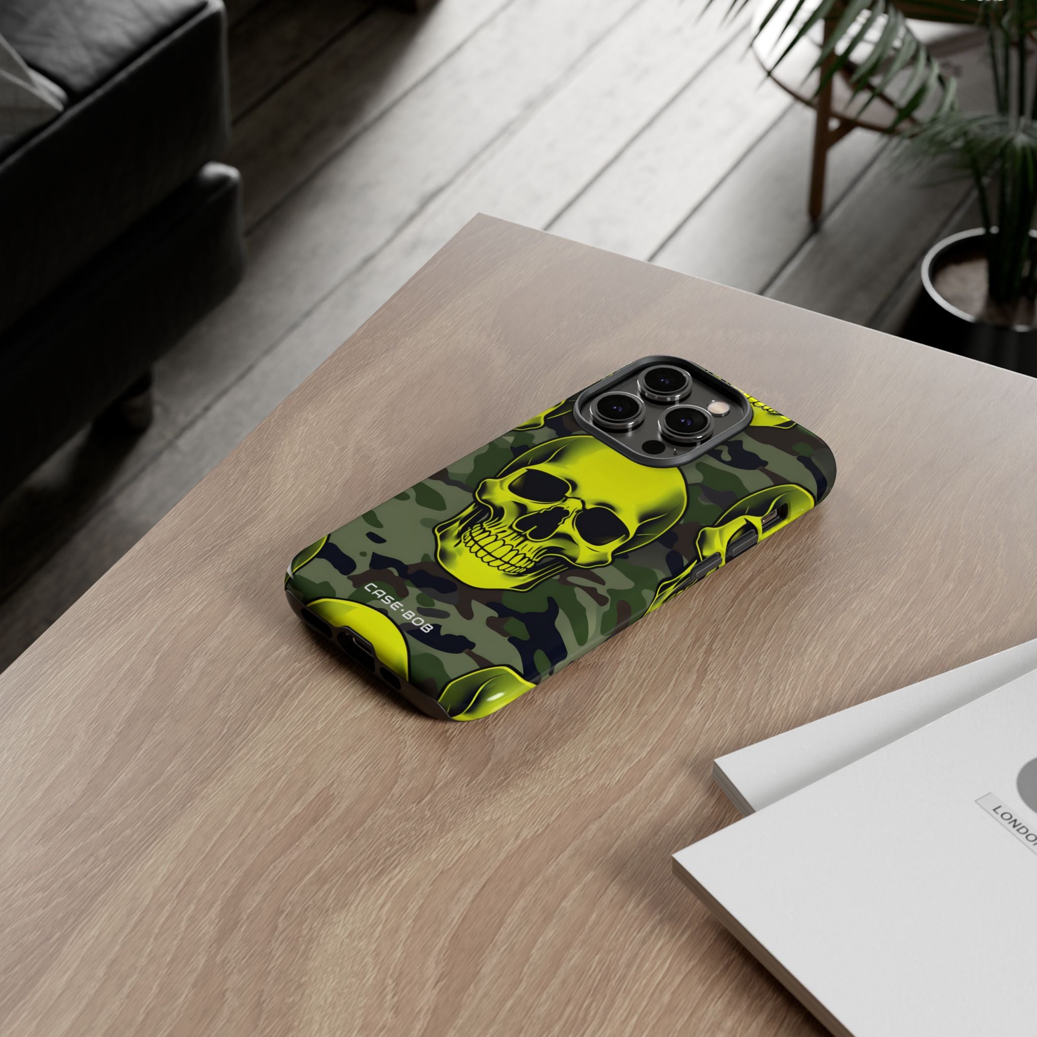Neon Skull Camo iPhone 14 Pro Case - Tough