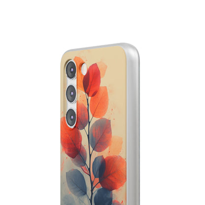 Orange Gray Leaves - Flexi Samsung S23 Phone Case