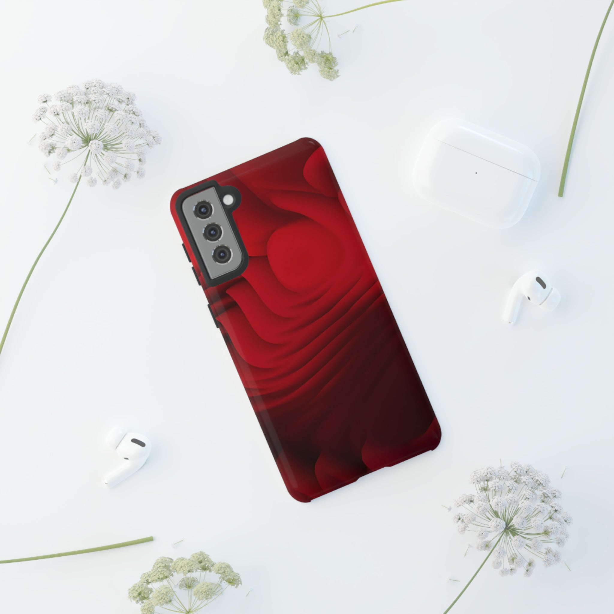 Red Center Waves - Protective Phone Case