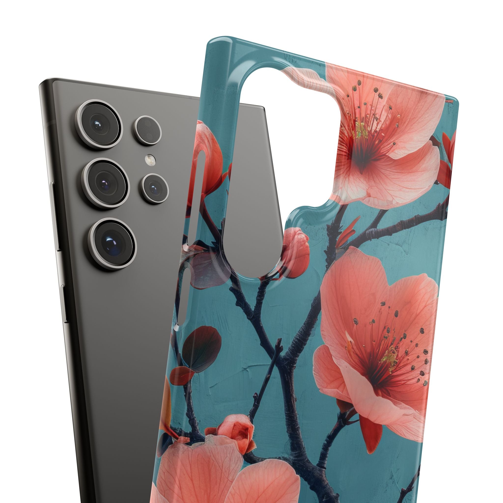 Teal Coral Blossom - Slim Samsung S24 Phone Case