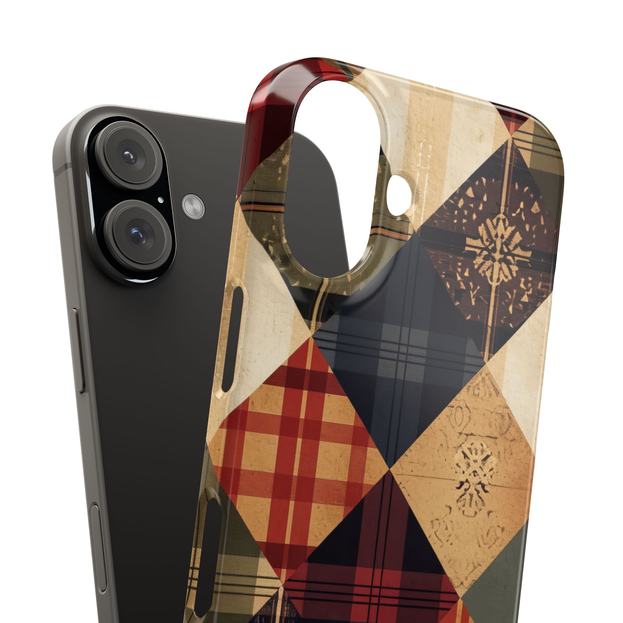 Rustic Geometric Patchwork Harmony iPhone 16 - Slim Phone Case