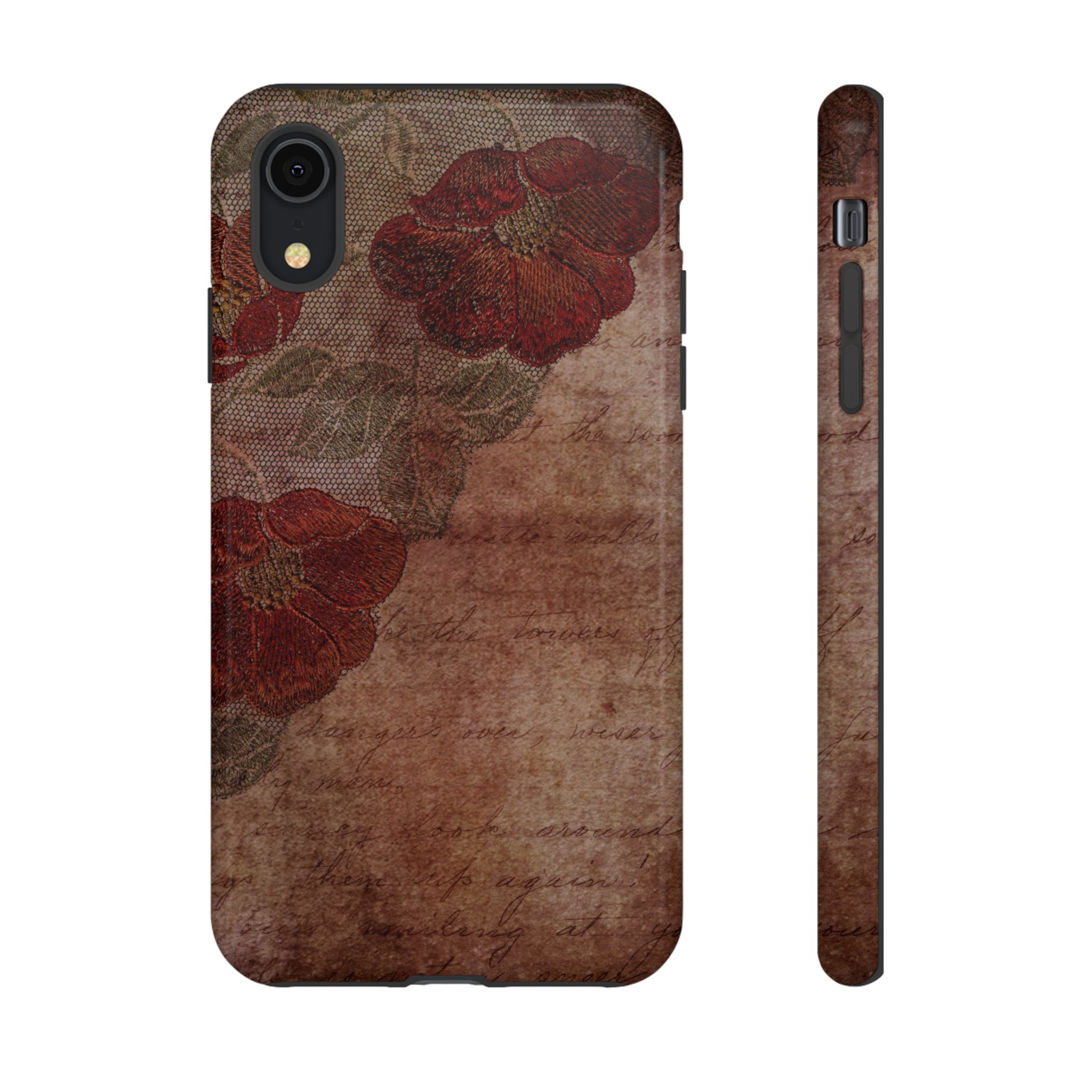 Dark Red Gothic Flower - Protective Phone Case