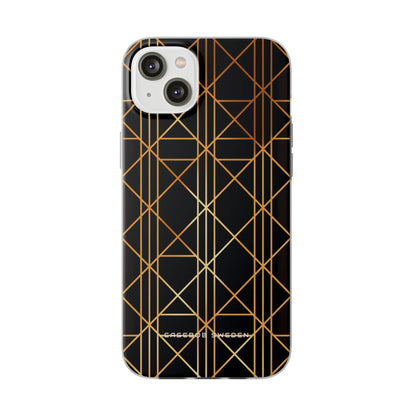 Goldene geometrische Eleganz iPhone 14 - Flexi-Telefonhülle