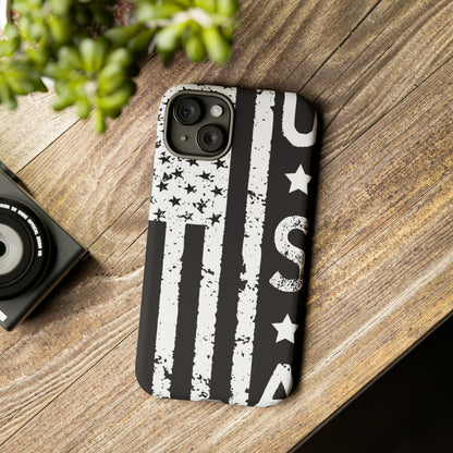 Black n White U.S Flag - Protective Phone Case