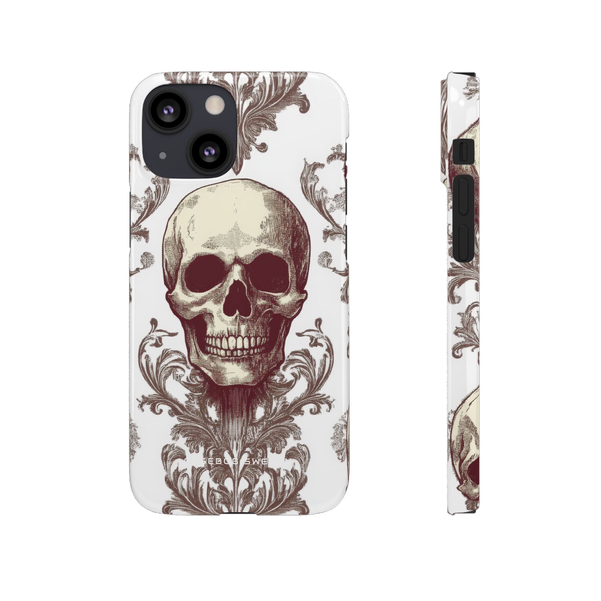 Gothic Skulls and Ornate Foliage iPhone 13 - Slim Phone Case