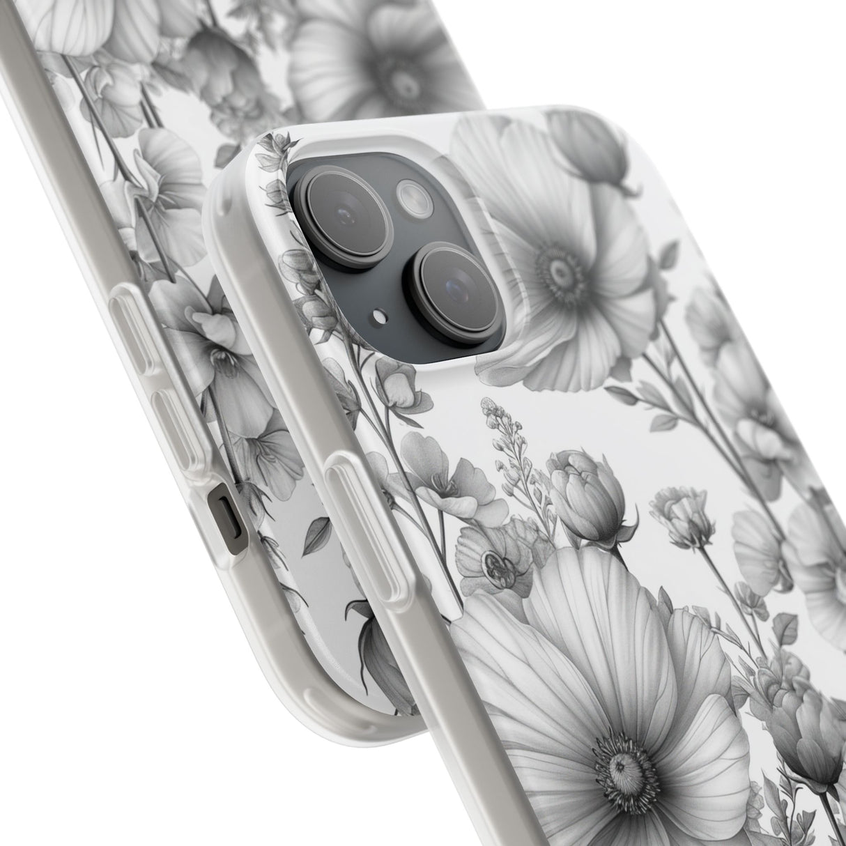 Monochrome Flora | Flexible Phone Case for iPhone