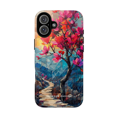 Vibrant Geometric Tree Landscape iPhone 16 - Tough Phone Case